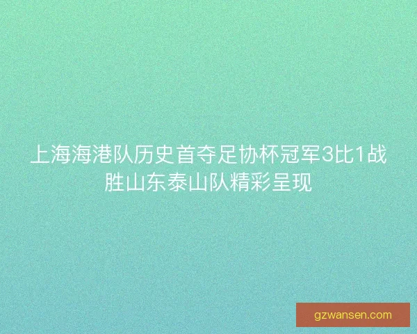上海海港队历史首夺足协杯冠军3比1战胜山东泰山队精彩呈现