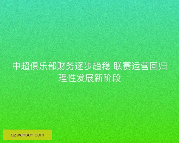 中超俱乐部财务逐步趋稳 联赛运营回归理性发展新阶段