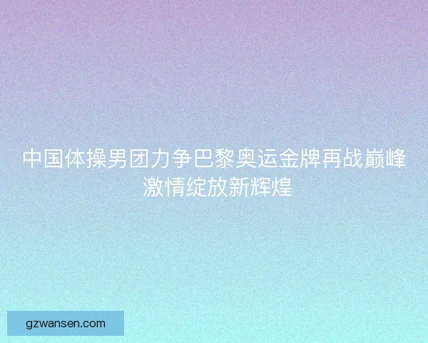 中国体操男团力争巴黎奥运金牌再战巅峰 激情绽放新辉煌