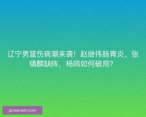 辽宁男篮伤病潮来袭！赵继伟肠胃炎，张镇麟缺阵，杨鸣如何破局？